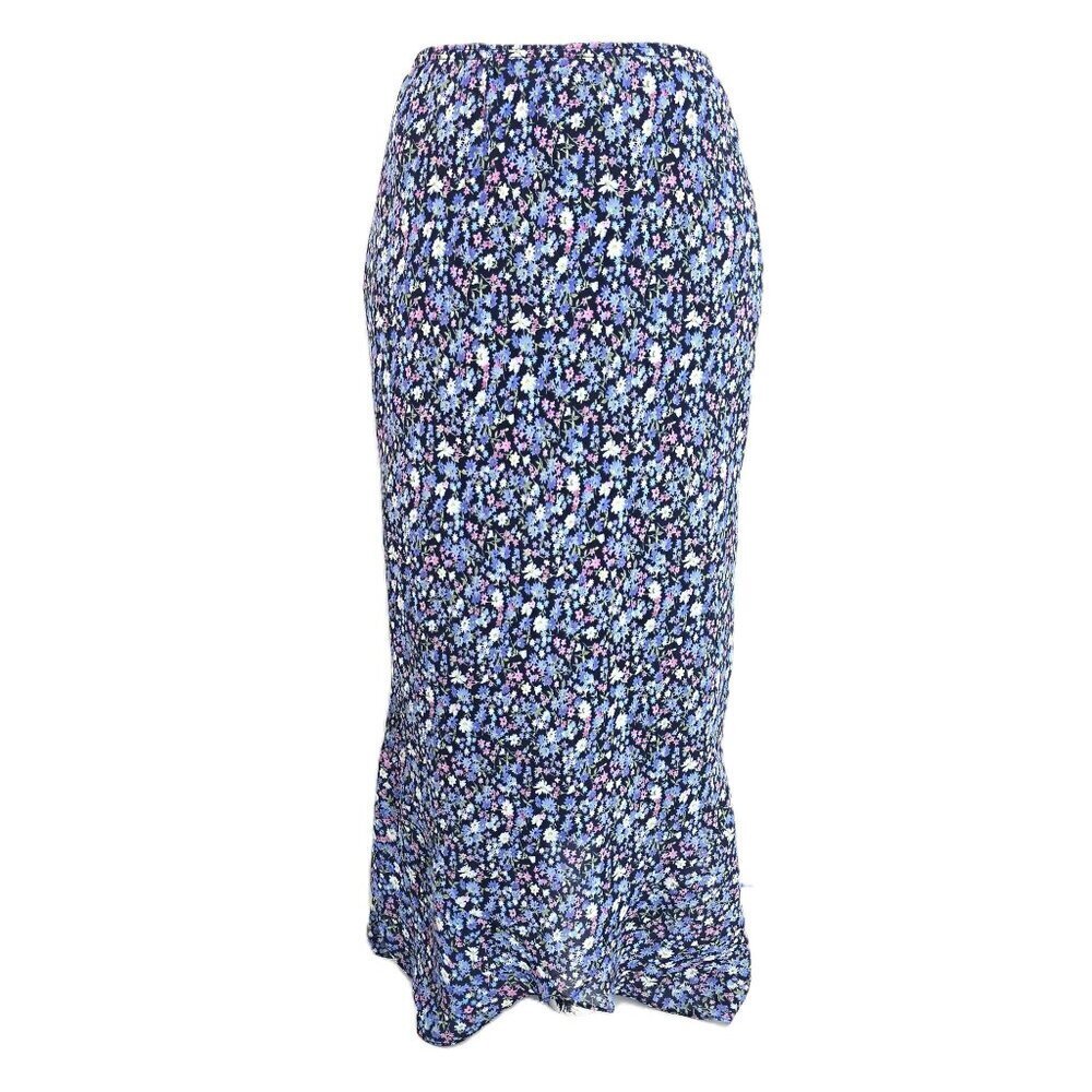 Vintage 90s Y2K Blue Floral Ruffle MiDi Maxi Me Too USA Skirt Women Size MEdium